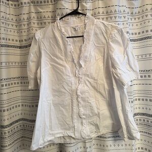 Crown & Ivy White Ruffled Blouse